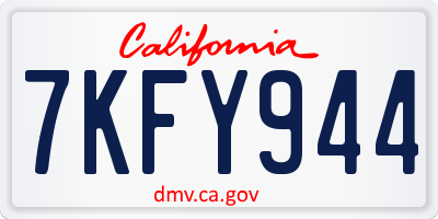 CA license plate 7KFY944