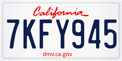 CA license plate 7KFY945