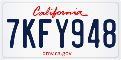 CA license plate 7KFY948