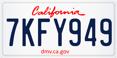 CA license plate 7KFY949