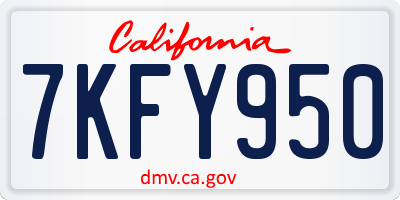 CA license plate 7KFY950
