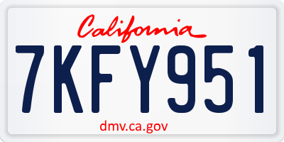 CA license plate 7KFY951