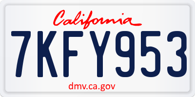 CA license plate 7KFY953