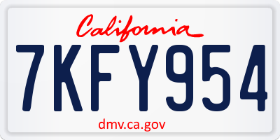 CA license plate 7KFY954