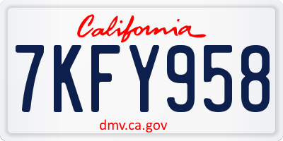 CA license plate 7KFY958