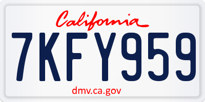 CA license plate 7KFY959