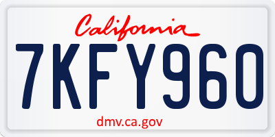 CA license plate 7KFY960