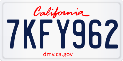 CA license plate 7KFY962