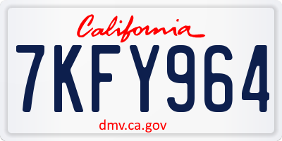 CA license plate 7KFY964