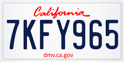 CA license plate 7KFY965