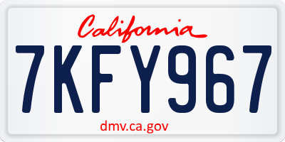 CA license plate 7KFY967