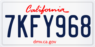CA license plate 7KFY968