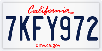 CA license plate 7KFY972