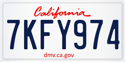 CA license plate 7KFY974