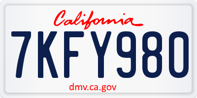 CA license plate 7KFY980
