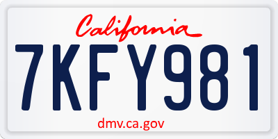 CA license plate 7KFY981