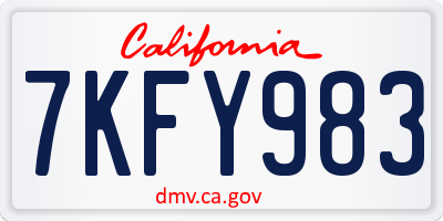 CA license plate 7KFY983