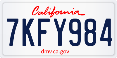 CA license plate 7KFY984