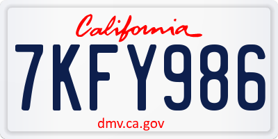 CA license plate 7KFY986