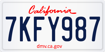 CA license plate 7KFY987