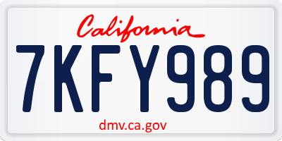 CA license plate 7KFY989