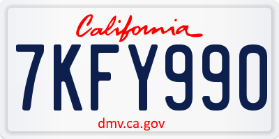 CA license plate 7KFY990