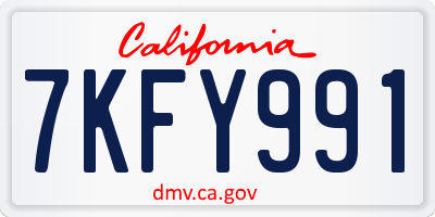 CA license plate 7KFY991