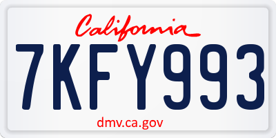 CA license plate 7KFY993
