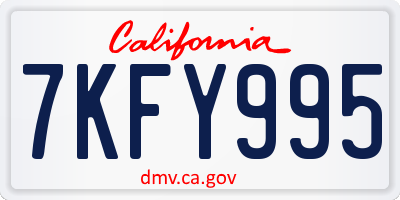 CA license plate 7KFY995
