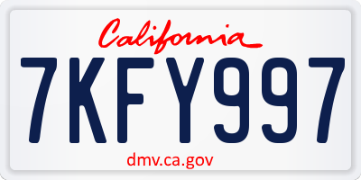 CA license plate 7KFY997