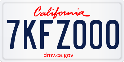 CA license plate 7KFZ000