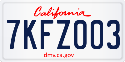 CA license plate 7KFZ003