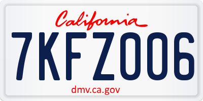 CA license plate 7KFZ006