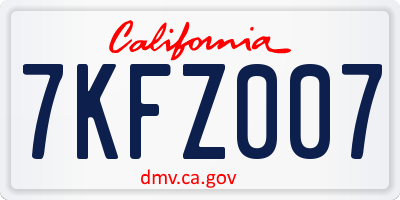 CA license plate 7KFZ007