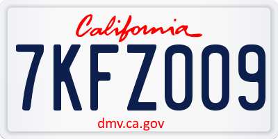 CA license plate 7KFZ009