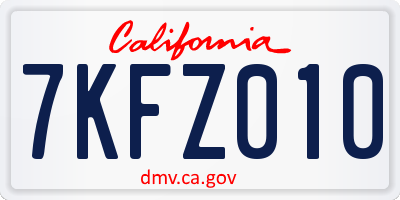 CA license plate 7KFZ010