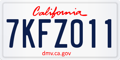 CA license plate 7KFZ011