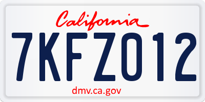 CA license plate 7KFZ012