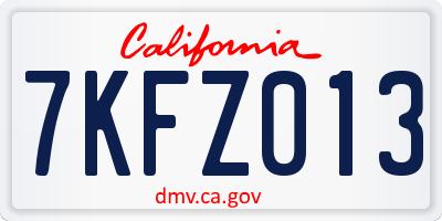 CA license plate 7KFZ013