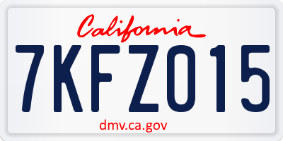 CA license plate 7KFZ015