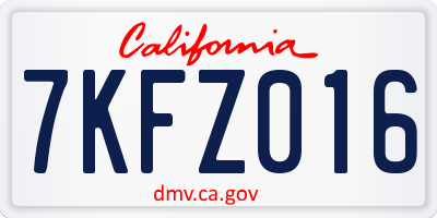 CA license plate 7KFZ016
