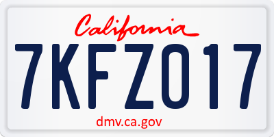 CA license plate 7KFZ017