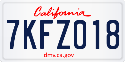 CA license plate 7KFZ018