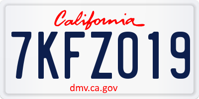CA license plate 7KFZ019