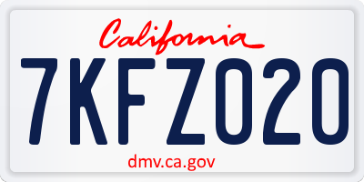CA license plate 7KFZ020