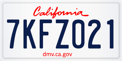 CA license plate 7KFZ021