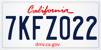 CA license plate 7KFZ022