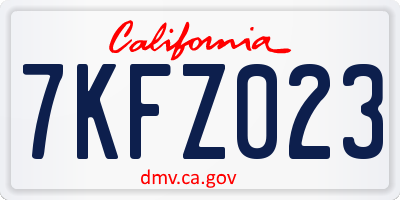 CA license plate 7KFZ023