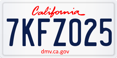 CA license plate 7KFZ025