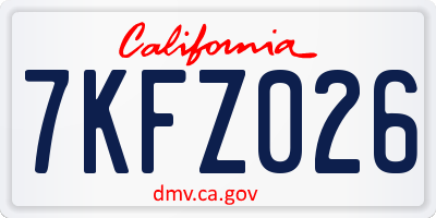 CA license plate 7KFZ026